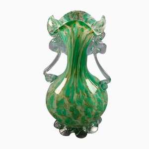 Italian Sommerso Murano Glass Vase Green Design, 1970s