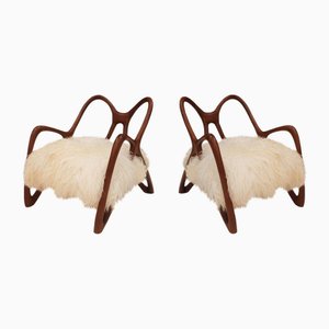 Butacas esculturales de madera, Italia. Juego de 2