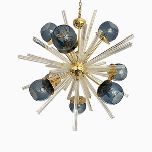 Lampe à Suspension Sputnik en Verre de Murano Bleu par Simoeng