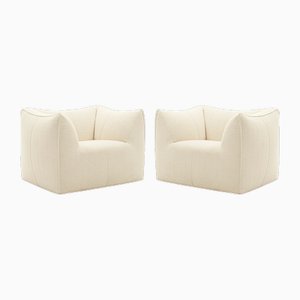 Weiße Bouclé Le Bambole Armlehnstühle von Mario Bellini für B&b Italia / C&b Italia, 1972, 2er Set