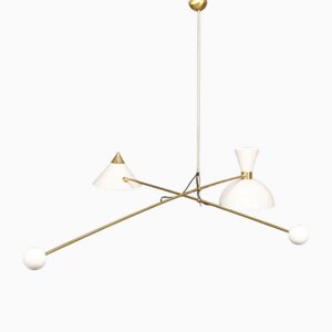 Hanging Lamp with Brass Counterweights