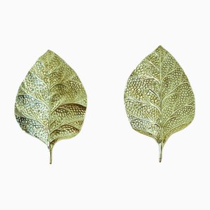 Rhabarberblatt Wandlampen aus Messing, 1970er, 2er Set