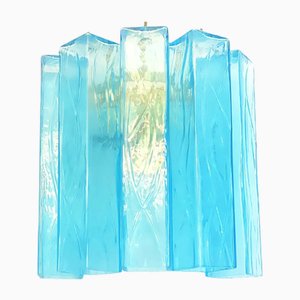 Light-Blue Squared Murano Glass Wall Sconce by Simoeng