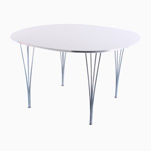Mesa de comedor Super Ellipse en blanco de Bruno Mathsson and Piet Hein para Fritz Hansen, 1986