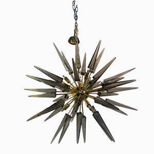 Smoked Spikes Murano Glass Sputnik Pendant by Simoeng