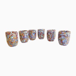 Multicolor Floral Murrine Glasses by Simoeng, Set of 6