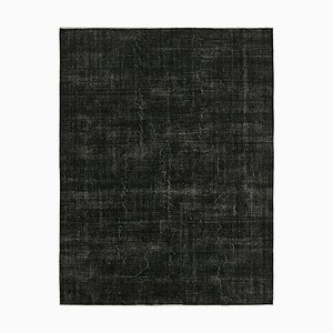 Black Hand-Knotted Rug in Wool