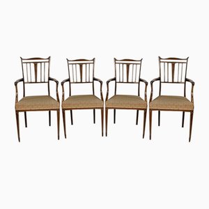 English Sheraton Style Armchairs and Chairs, Late 19th Century, Set of 4