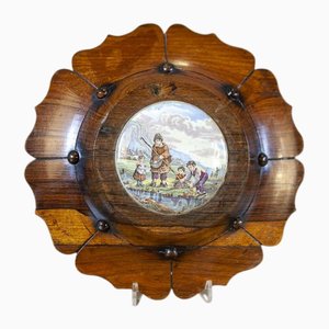Decorazione da parete in legno con pittura su porcellana, XX secolo