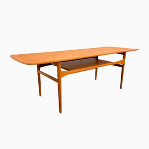 Grande Table Basse Mid-Century Moderne en Teck avec Rangement pour Magazines attribuée à Robert Christensen pour Arrebo Mobler, Danemark, 1960s