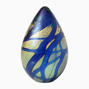 Gold and Iridized Glass Paperweight by Timothy and Jonathan Harris for Isle of Wight, 1990s