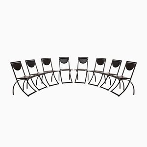 Sinus Chairs in Black Leather from KFF, Set of 8