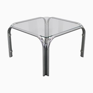 Vintage Italian Glass Square Coffee Table, 1970s