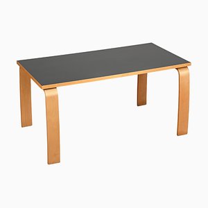 Moderner Mid-Century Esstisch aus Schwarzem Laminat & Buche von Alvar Aalto, 1970er