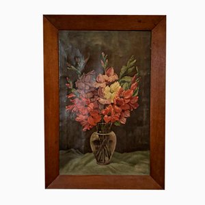 R. Schroder, Nature morte au bouquet de fleurs, 1942, huile sur toile