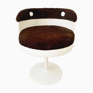 Space Age Tulip Chair in Brown Teddy Upholstery, 1970s