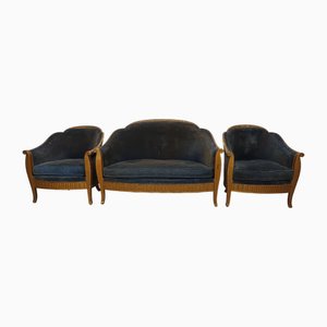 Mobilier de Salon Art Déco, 1920s, Set de 3