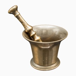 Mortero de bronce de boticario georgiano inglés. Juego de 2