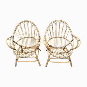 Set of Mid-Century Dutch Rattan Armchairs, 1960