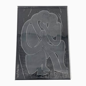 Quadro annuale in vetro di Hap Grieshaber per Rosenthal Studio Linie, Germania, 1981