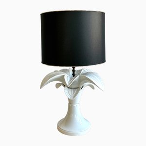 Lampe de Bureau Palmier Mid-Century en Céramique Blanche de Ferlaro De Ceramica, Italie, 1970s