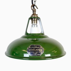 Grüne Industrielle Fabrik Hängelampe aus Emaille von Coolicon, 1950er