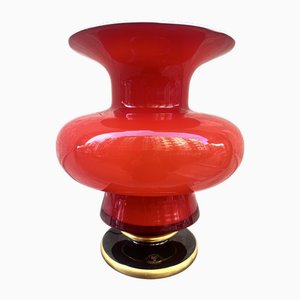 Red Murano Table Lamp with Ceramic Base, 1950s