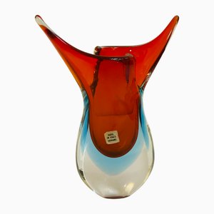 Italian Mouth-Blown Murano Glass Wing Vase, 1960s