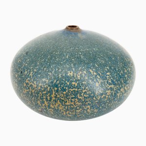 Mid-Century Studio Keramik Blumenvase mit eingeritzter Signatur, 1950er