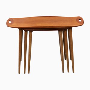 Tavolini ad incastro in teak di Jens Harald Quistgaard, anni '60, set di 3