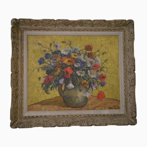 Stilleben mit Blumenstrauß, 20. Jh., Malerei auf Holz, gerahmt