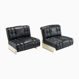 Space Age Lederstühle, Italien, 1970er, 2er Set
