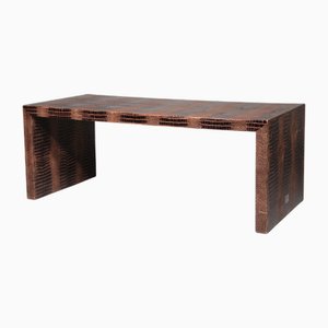 Bureau Marron en Croûte de Cuir avec Effet Peau de Crocodile par Philipp Plein, 1978