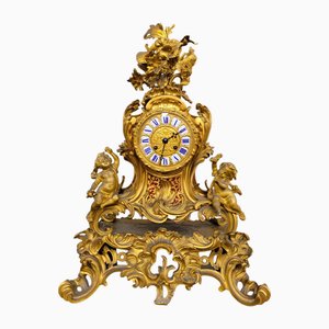 Napoleon III Rocaille Uhr aus Vergoldeter Bronze, 19. Jh.