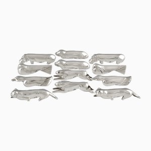 Cuchillos de animales Art Déco de Ercuis, Francia, años 30. Juego de 12