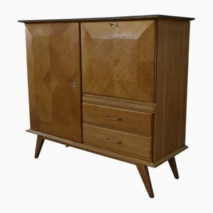 Enfilade Secrétaire en Chêne avec Plateau en Cuir et Pieds Compas, 1960s