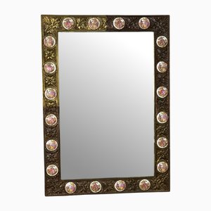 Miroir en Bronze avec Incrustation de Porcelaine, Paris, France, 1950s