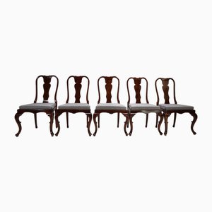 Queen Anne Dining Chairs, 1920s, Set of 5