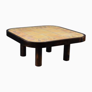 Ceramic and Stained Beech Coffee Table by Roger Capron, 1960s