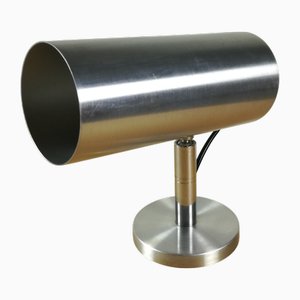Foco de pared cilíndrico de acero inoxidable cepillado, años 70