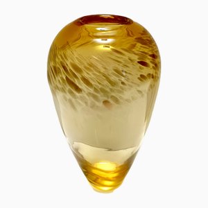 Vase en Verre de Murano Couleur Paille avec Aventurine attribué à Fratelli Toso, 1960s