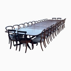 Tavolo da pranzo Giorgio III a 28 posti in mogano, inizio XIX secolo