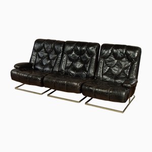 Divano modulare vintage in pelle di Tetrad, anni '70, set di 3