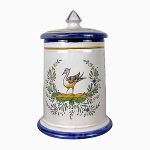 Maceta de barro con decoración de pájaros de Renoleau, principios del siglo XX