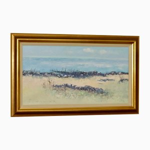 Jim Ronald Lindholm, Beach in Gårdby Parish, 1950er, Öl auf Leinwand, Gerahmt