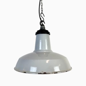 Lampada industriale smaltata grigia, anni '60
