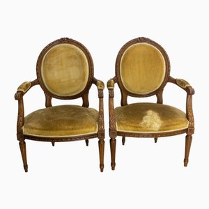 Poltrone a forma di medaglione Luigi XVI, Francia, inizio XX secolo, set di 2