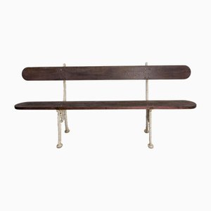 Vintage French Bench Cast Aluminium & Oak Garden Terrace & Patio, 1960s