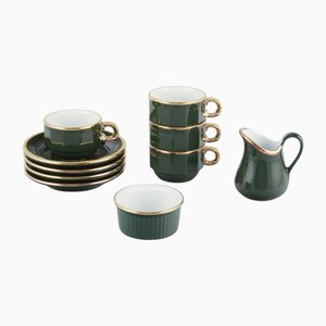 Coffee Cups with Saucers, Creamer and Sugar Bowl from Pillivuyt, France, 1970s, Set of 10