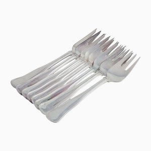 Danish Silversmith Eight Cake Forks in 830 Silver from Cohr, 1940s, Set of 8